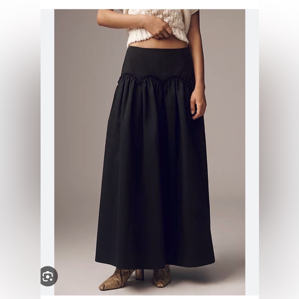 NWT Anthropologie Mare Mare Black Maxi Skirt Basque-waist MAXI black skirt XS